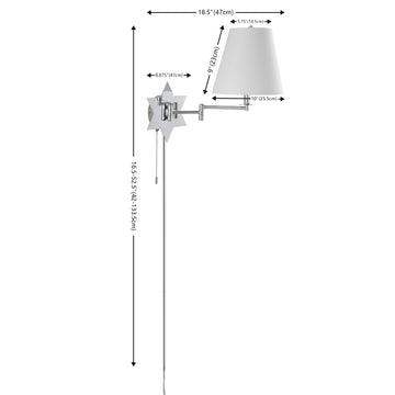 David 18.5" Modern French Country Swing Arm Plug-In or Hardwired Iron LED Star Wall Sconce with Pull-Chain and USB Charging Port - JONATHAN Y
